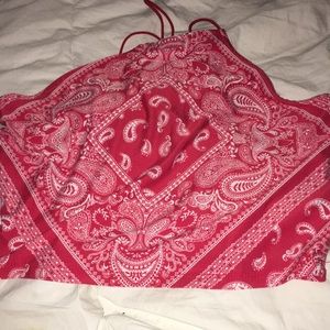 Faded rose crop top red bandanna style